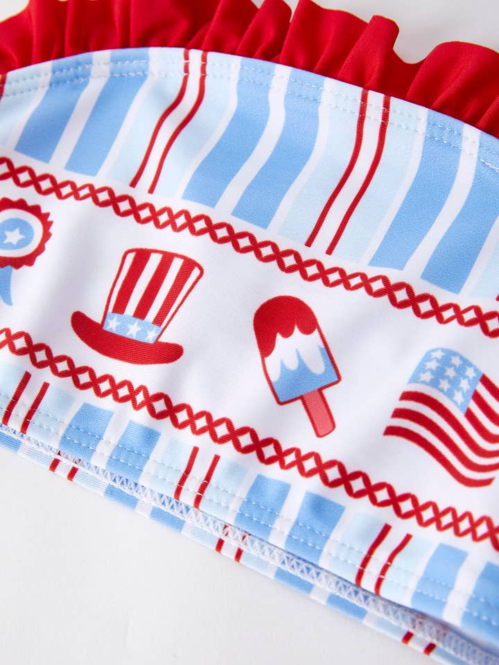 Rylee Faith Designs - Wholesale Two Piece Swimsuit - Kids - Independence Day Ice Cream Stripe Swimsuit