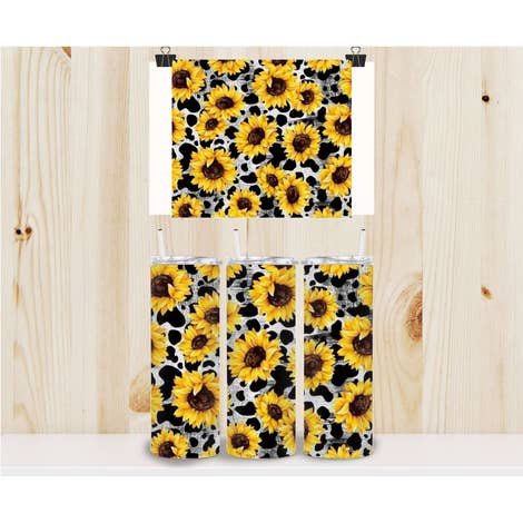 Sunflower Cow Print Tumbler for wholesale by Easy Teesy Shirts