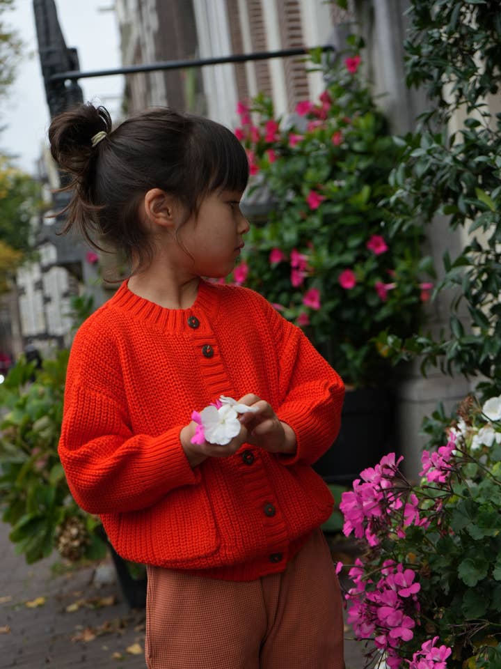 The Tanguis Cotton Cardigan - JOYFULL POPPY for wholesale by Tiny Advocates
