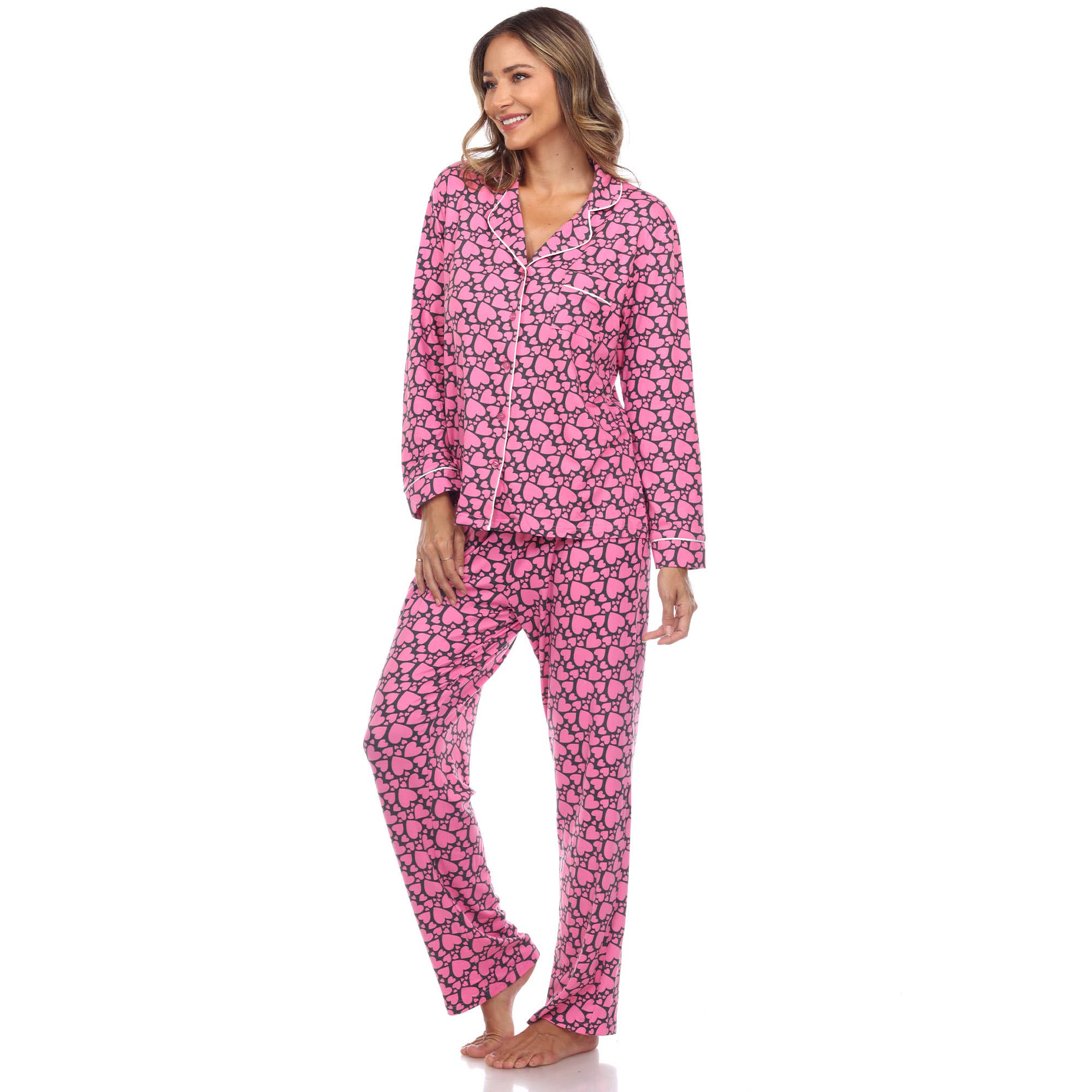 WHITE MARK - Wholesale Pyjamaset - Dames - Pyjamaset met lange mouwen en hartprint voor dames6
