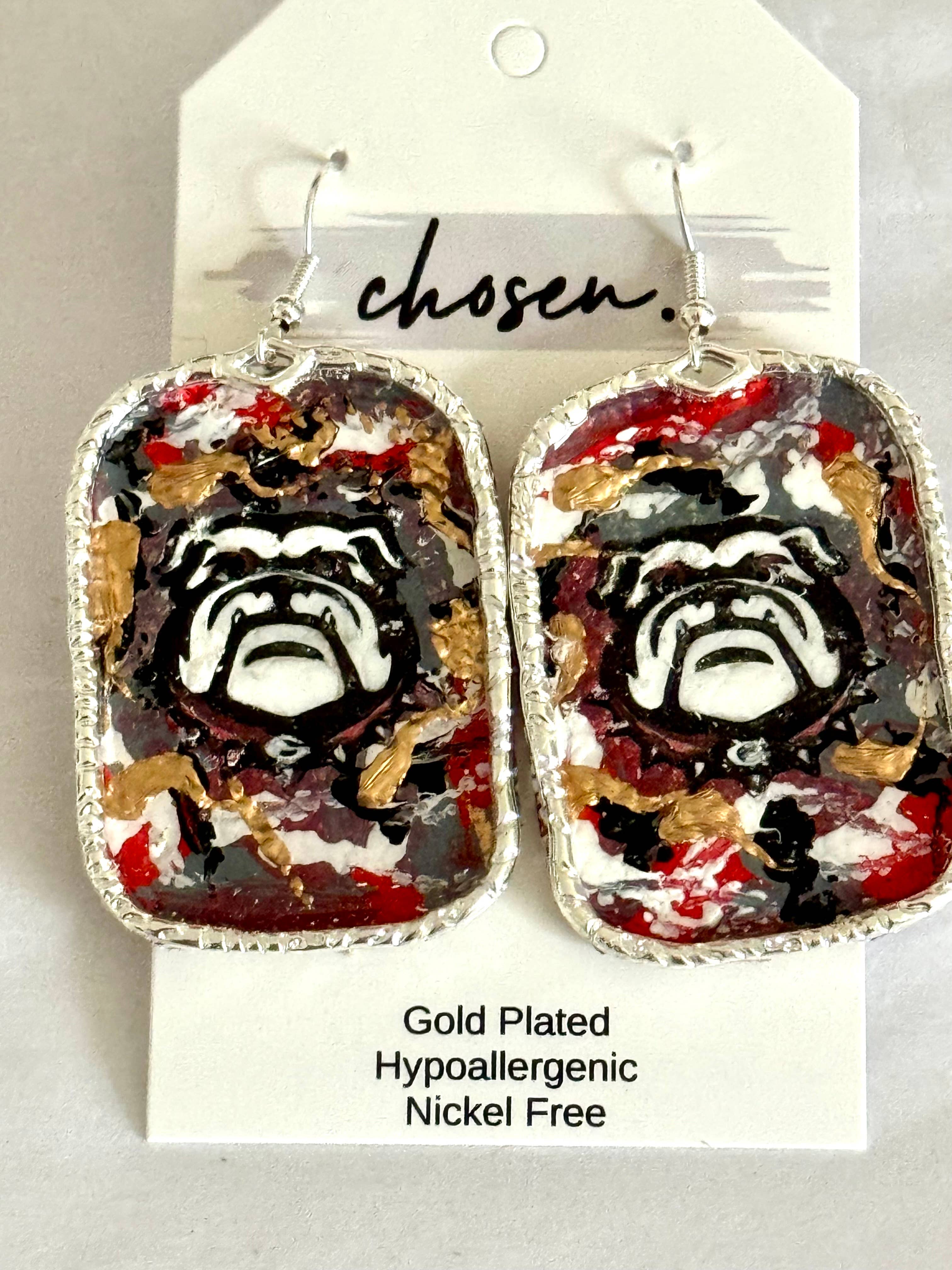 Chosen - Vendita all'ingrosso Orecchini pendenti - Orecchini in pelle dipinti a mano con bulldog3