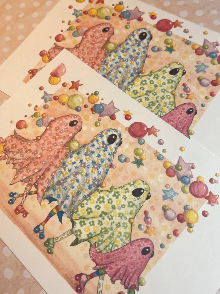 Skate Ghosts Prints, décoration artistique effrayante, décoration d'Halloween, amis fantômes, décoration vintage pour Halloween pour la vente par Melissa the Artist