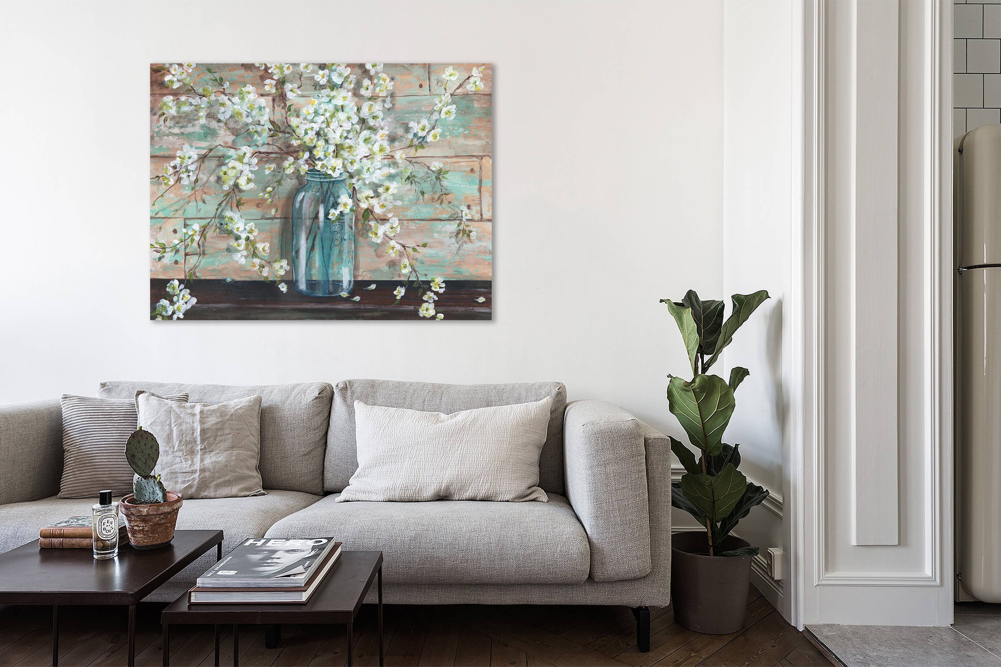 Jaxson Rea - Wholesale Art Print - Blossoms In Mason Jar Gallery Wrapped Canvas2