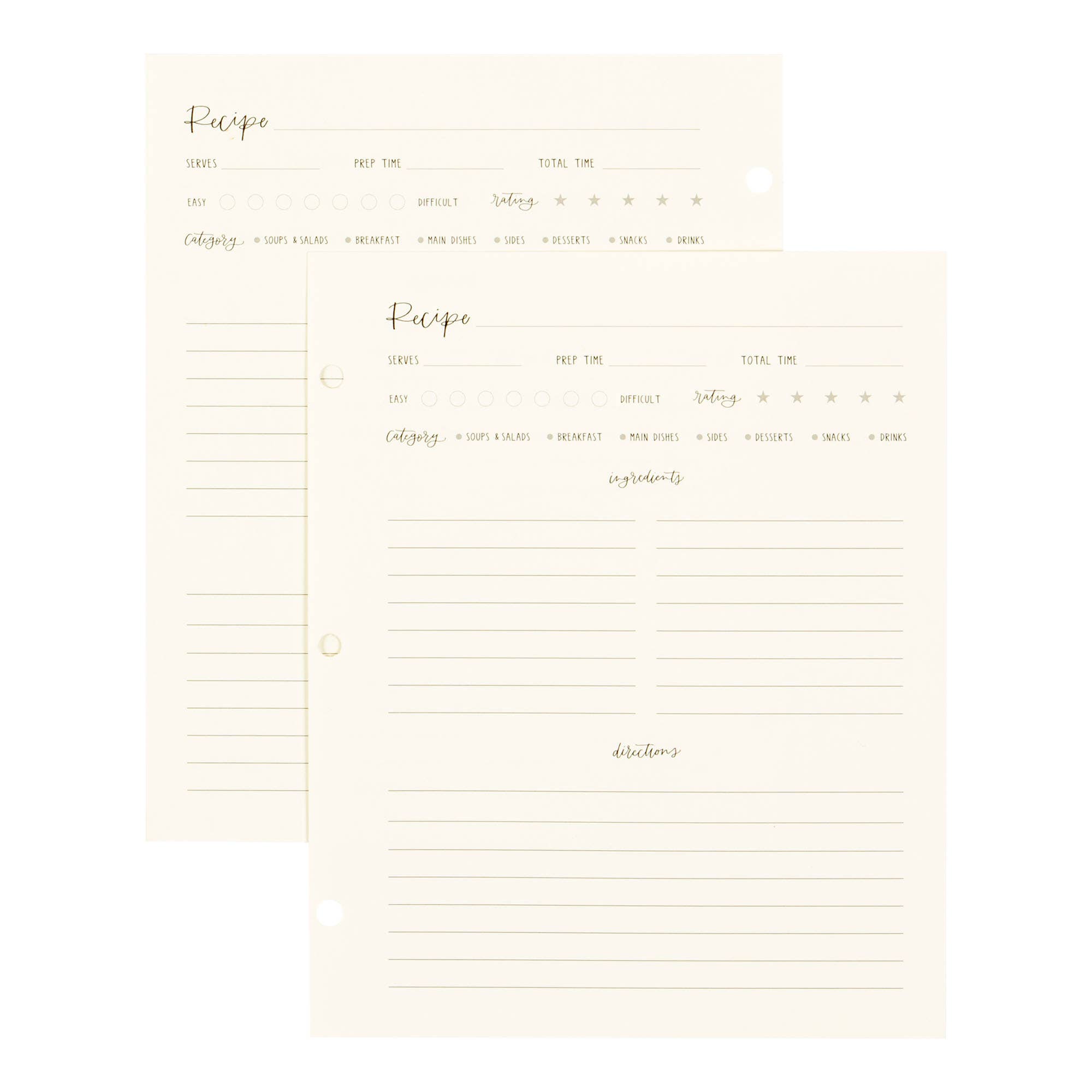 1canoe2 | One Canoe Two Paper Co. - Wholesale Recipe Card - Petite Recipe Page Set2