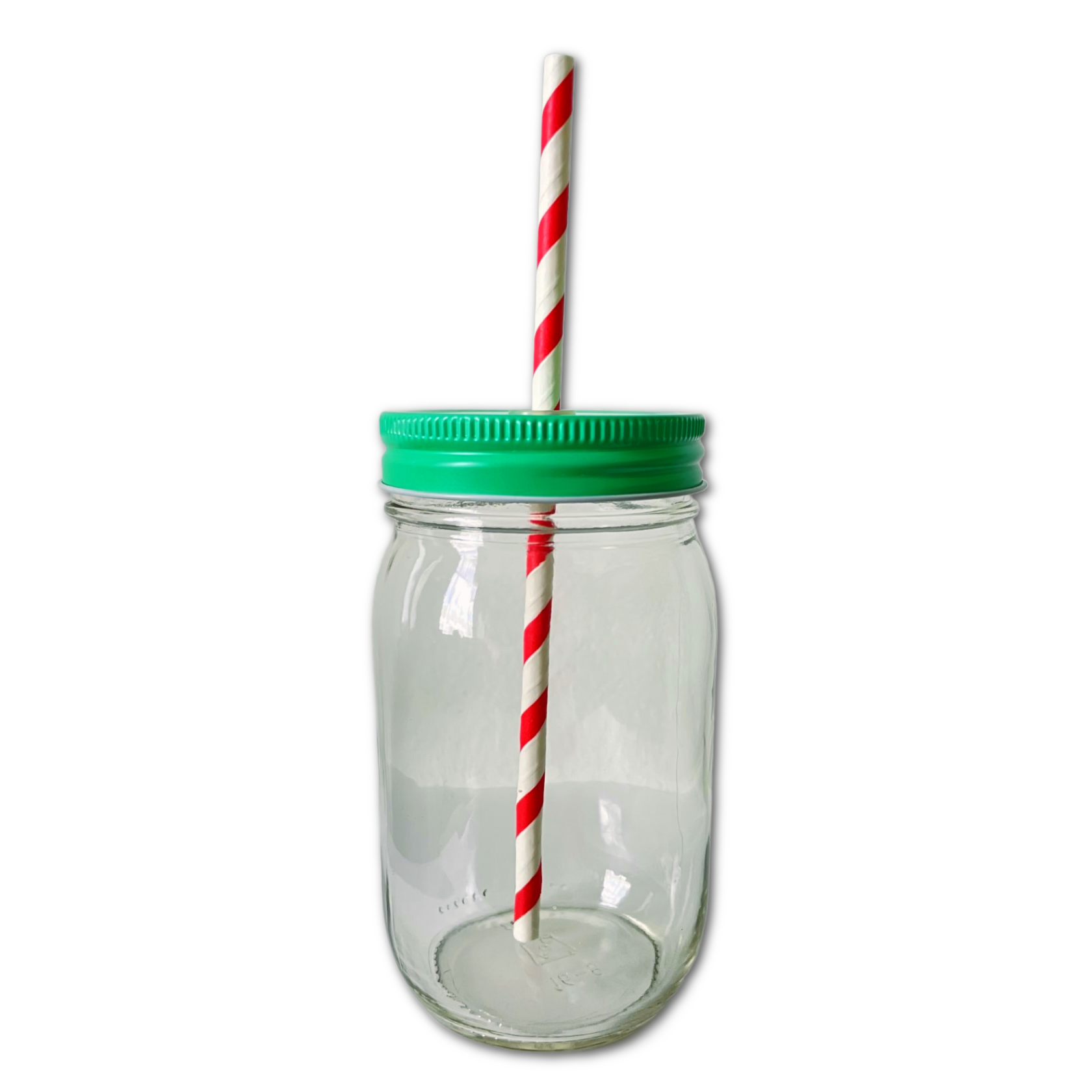 Oily Blends - Wholesale Drink Lids - Green Christmas Party Metal Mason Jar Lid with Paper Straw1