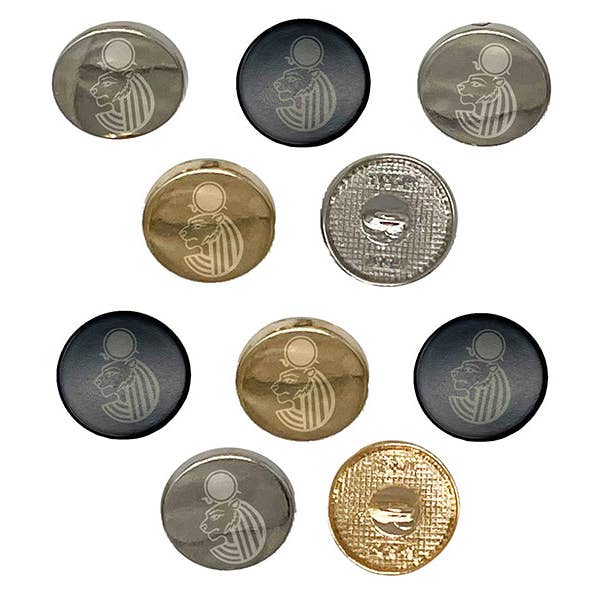 Sniggle Sloth - Wholesale Sewing Button/Snap - Sekhmet Head Egyptian Goddess of War 0.6" (15mm) Round Metal Shank Buttons for Sewing - Set of 103