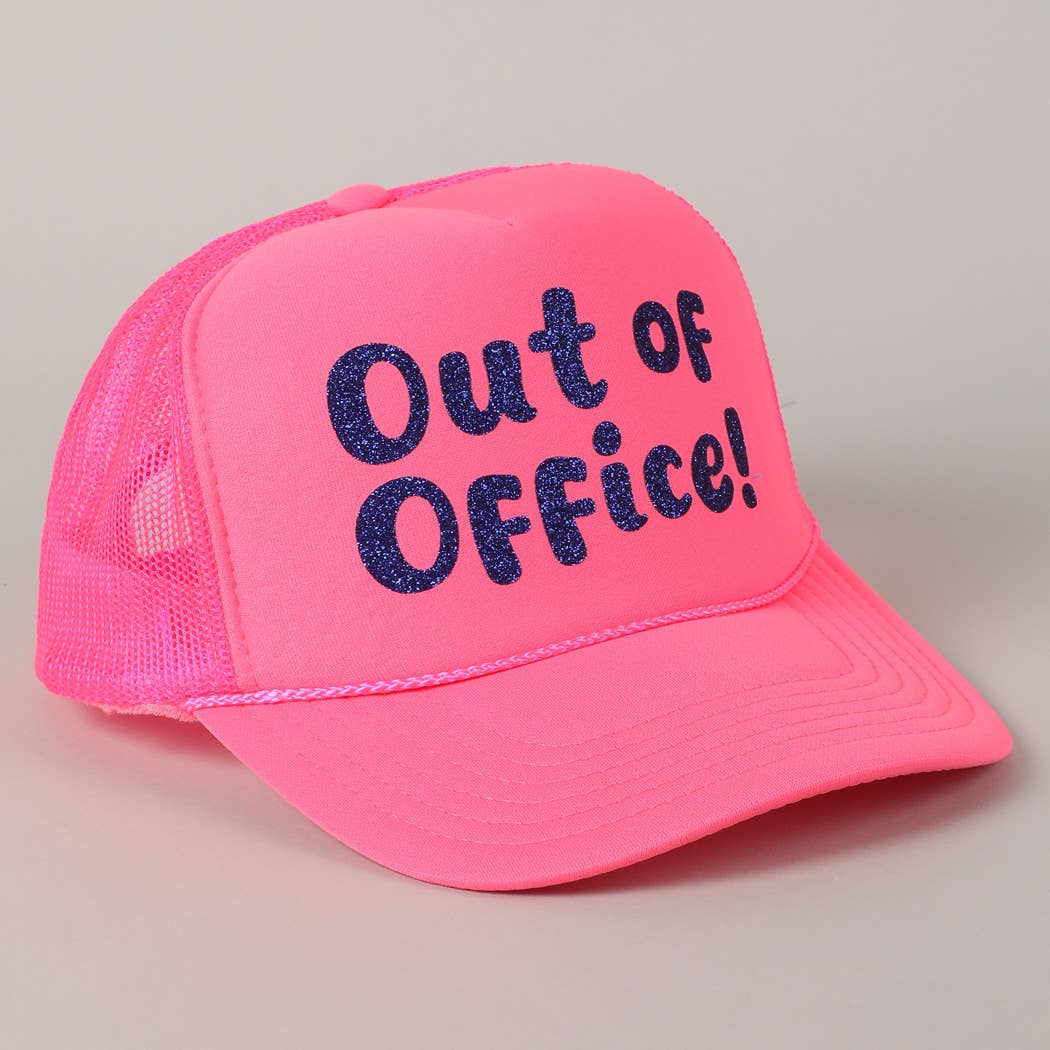 Fashion City - Wholesale Trucker Hat - Unisex - Out of Office Glitter Letter Logo Foam Trucker Hat16