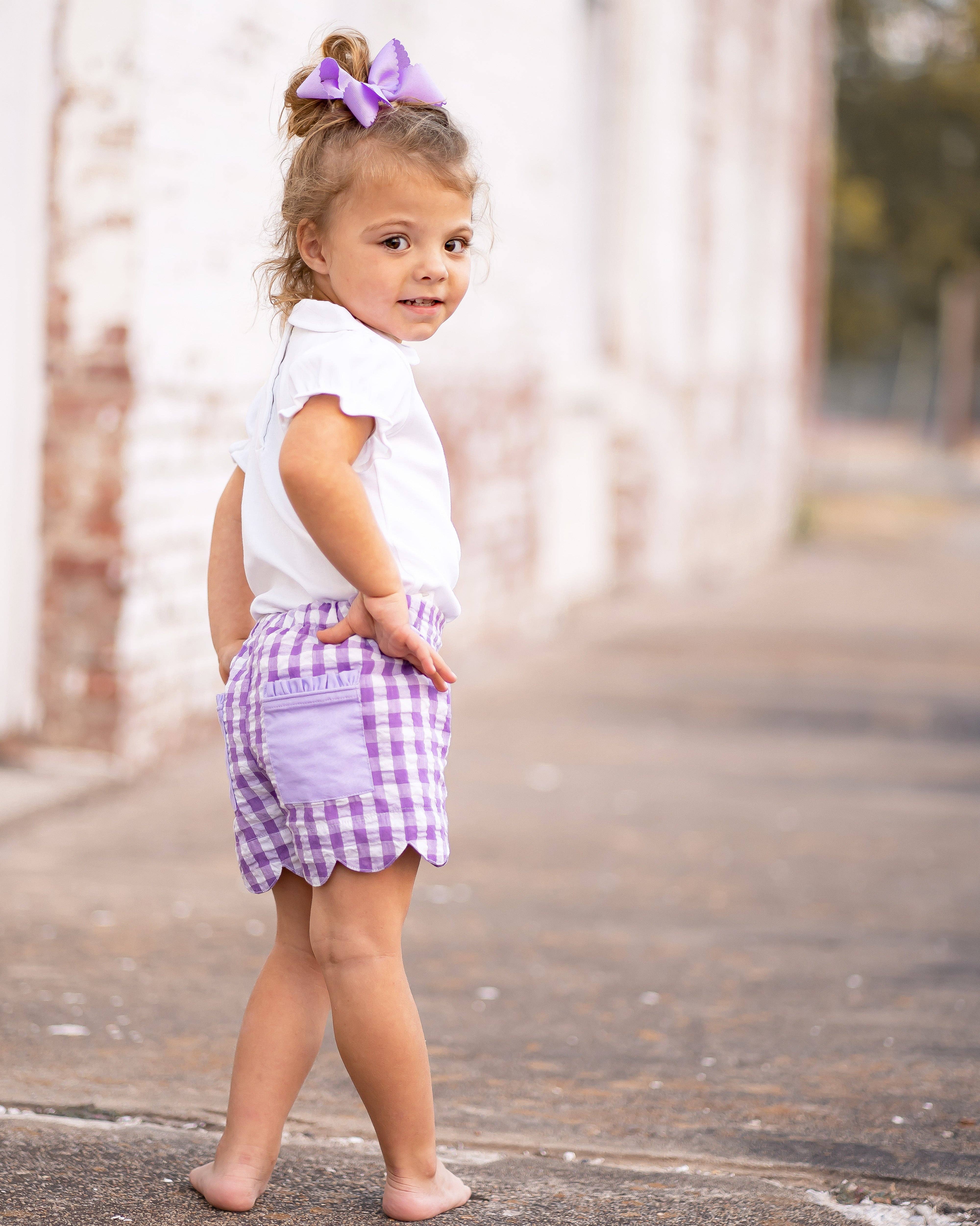 The Yellow Lamb - Vente Short – enfant - Short en vichy seersucker violet de Katie3