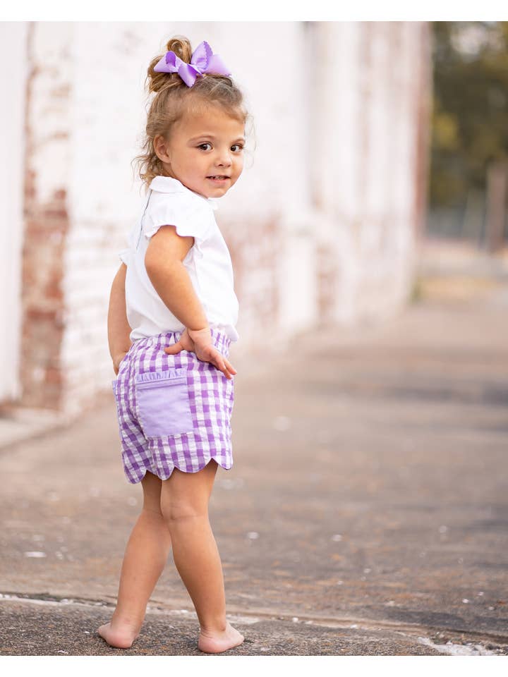 The Yellow Lamb - Wholesale Korte broeken - Kinderen - Katie Shorts in paarse gingham seersucker3