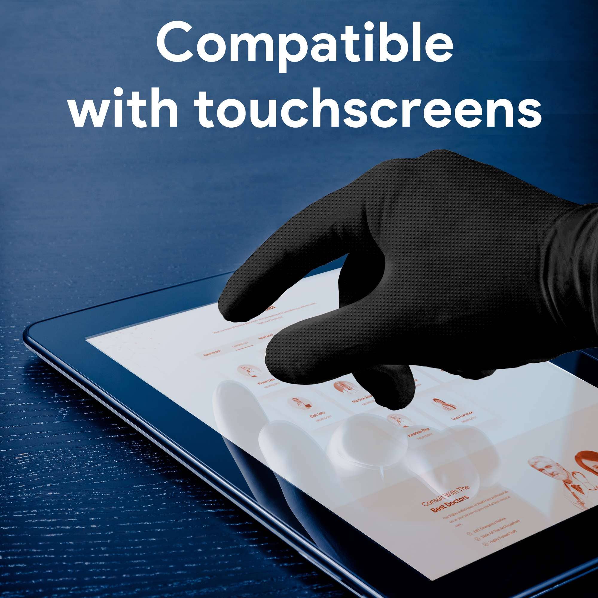 ShopHomeMed - Wholesale Gloves - Unisex - WeCare Diamond Textured Black Nitrile Gloves - 8 Mil Thick8