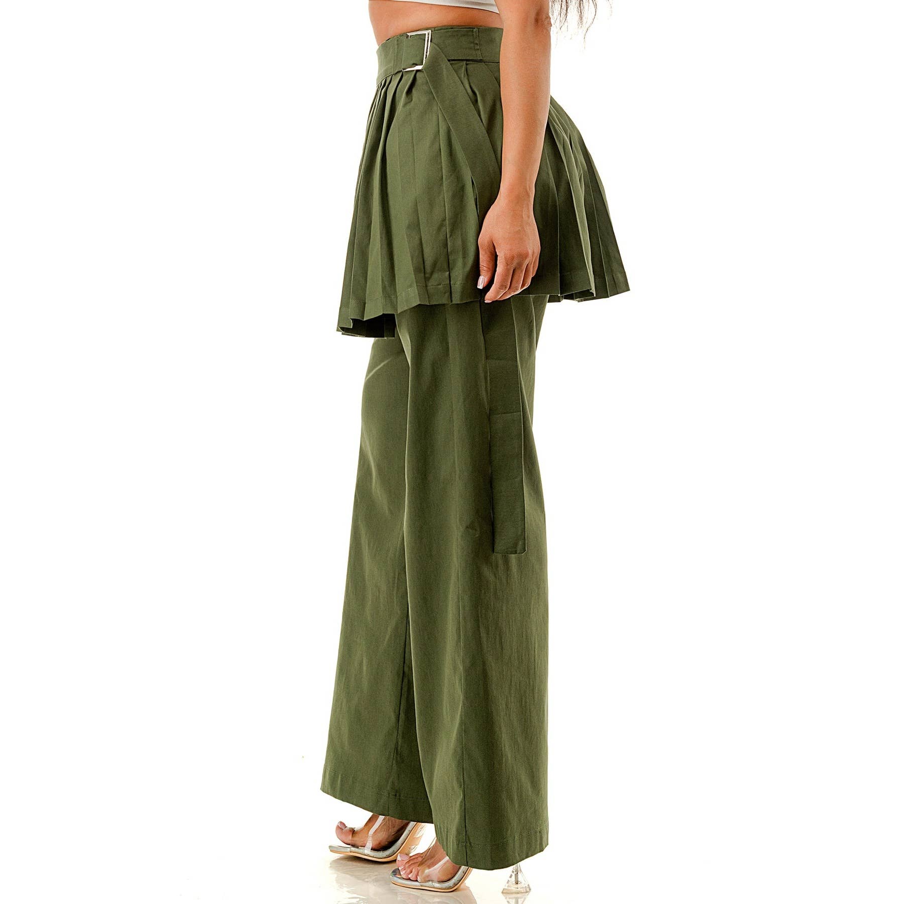 DORCAS – Engroshandel Bukser - Dame – Plus size plisseret slå-om-nederdel skouser med bredbenet buksesæt2