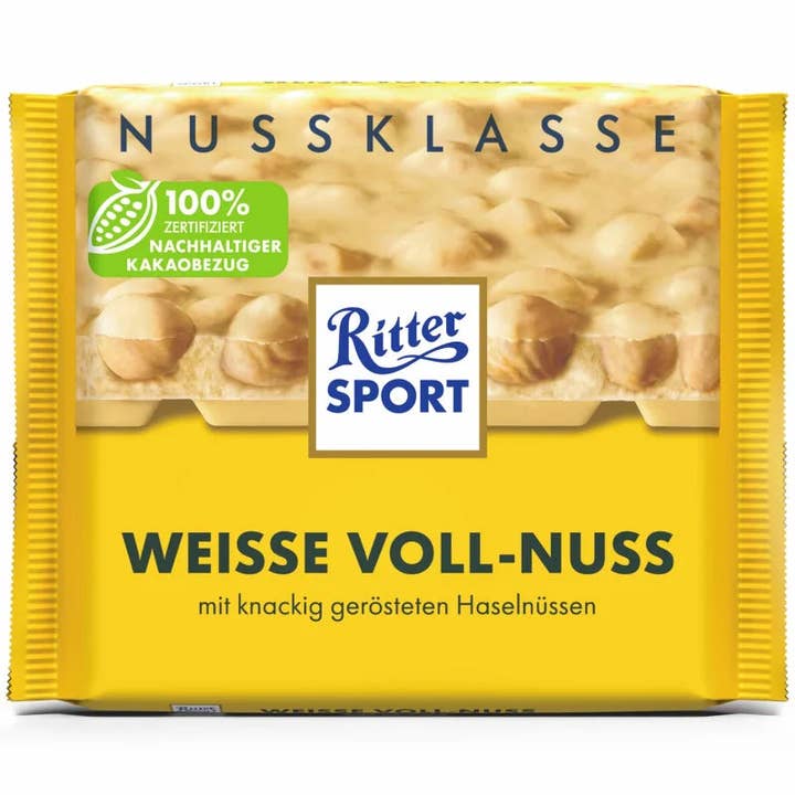 Ritter Sport White Whole Hazelnuts 100g (Germany) for wholesale by Global Bite Co