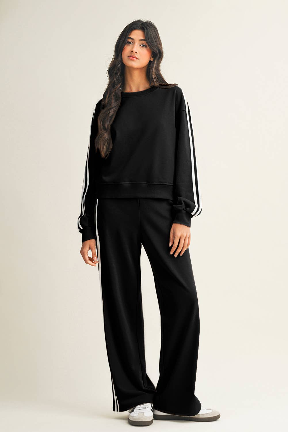 Little Daisy Closet - Wholesale Top & Pant Set (NOT Loungewear) - Women's -  LDC Striped Crewneck Pullover Sweatpants 2pcs Outfit11