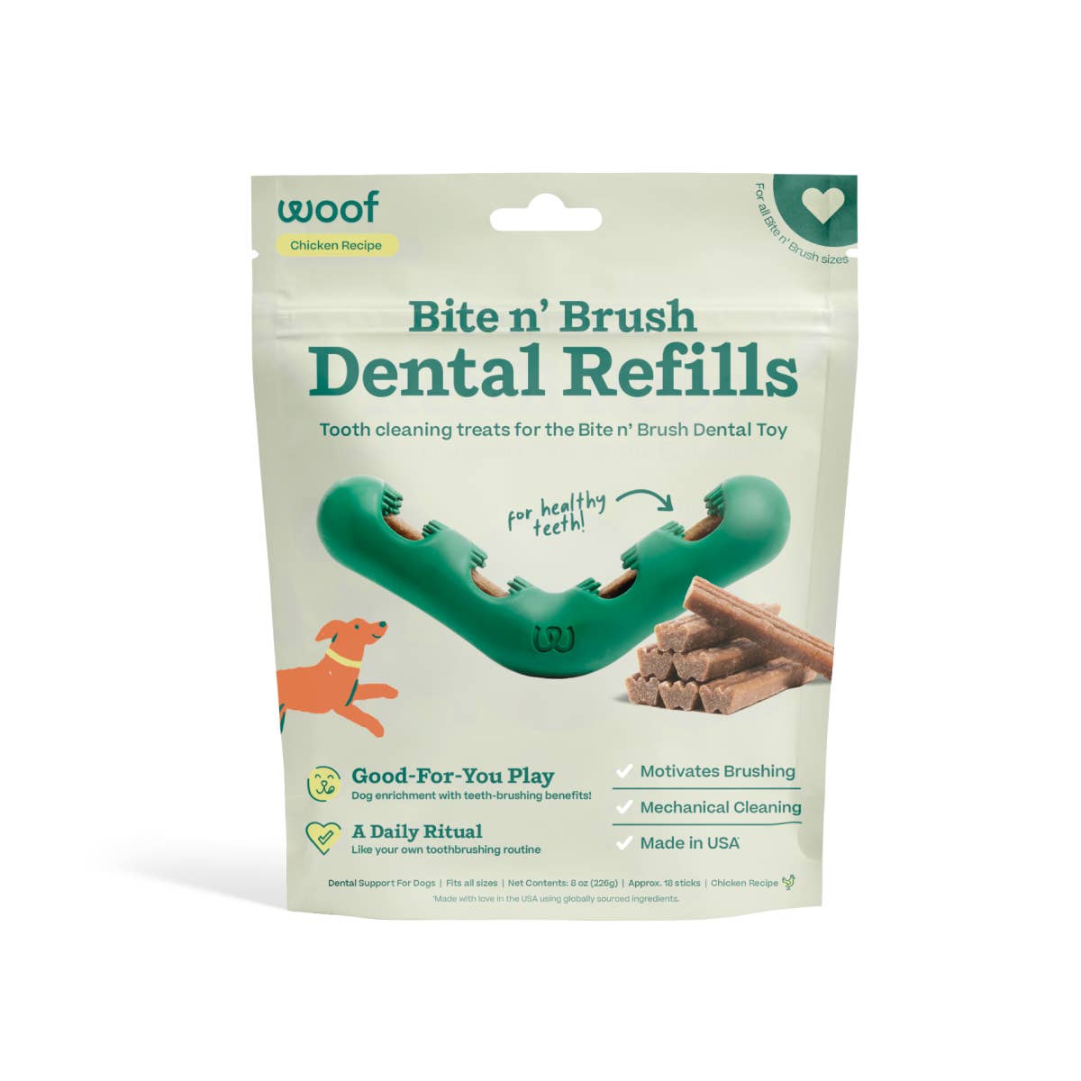 Woof - Wholesale Pet Treats - Dog - Bite n' Brush Dental Refills Chicken