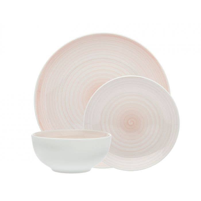 Godinger - Vente Service à vaisselle - Porcelaine rose spirale 12 pièces