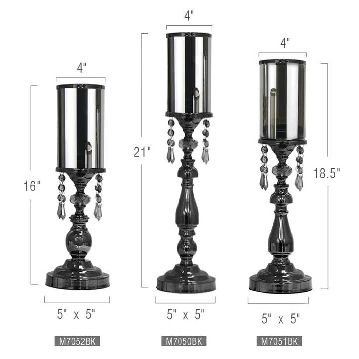 5" Top | Black Crystal Candle Stand for wholesale on Faire