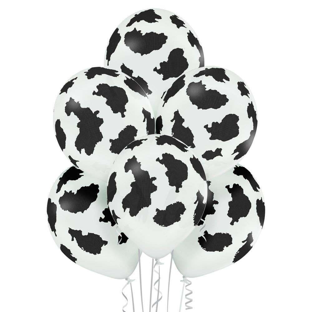 Black and White Cow Print Latex Balloons (10 Pack) for wholesale on Faire1