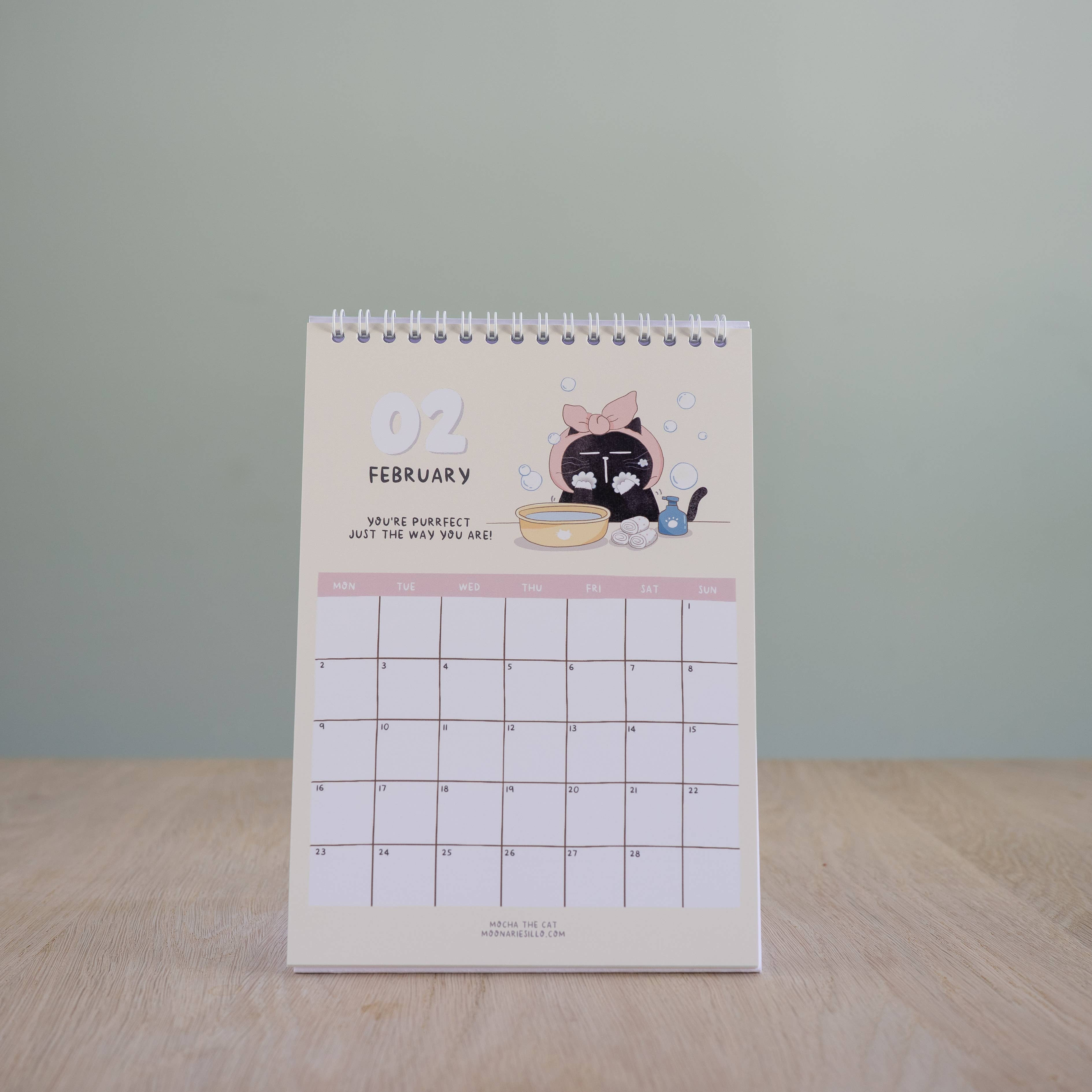 Moonaries illo - Wholesale Calendar - Cute Black Cat Desk Calendar 2026 - A5 portrait2