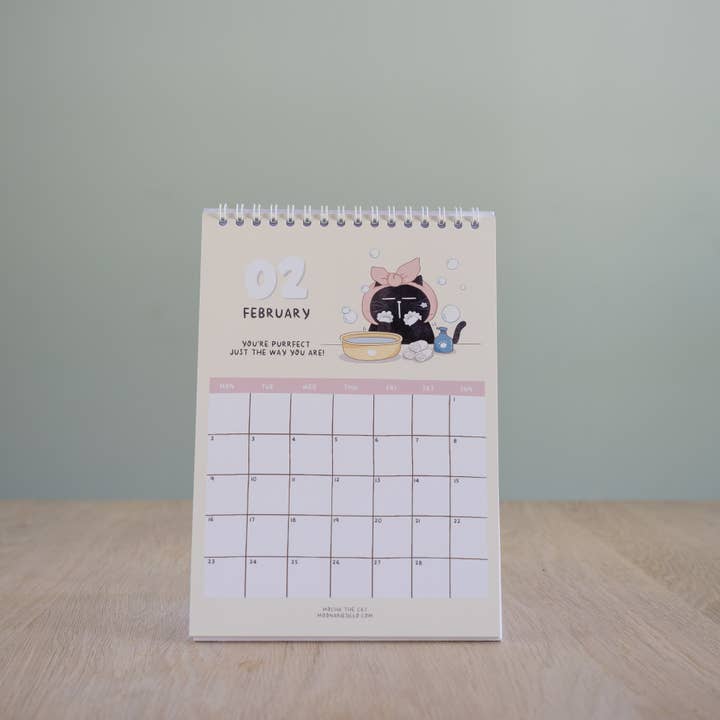 Moonaries illo - Wholesale Calendar - Cute Black Cat Desk Calendar 2026 - A5 portrait2