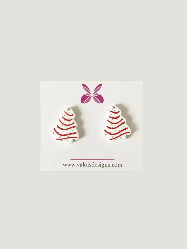 Little Debbie Christmas Tree Stud Earrings for wholesale by Valois Designs