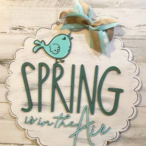 Spring is in the Air Door Hanger, Wood Hanging Sign, Spring for wholesale by Vick Crafts