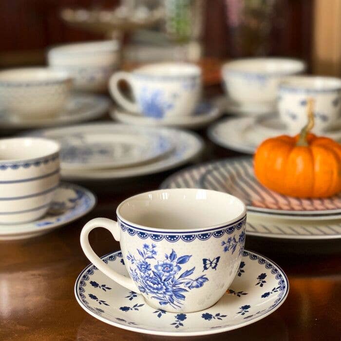 STP - Wholesale Tea Set - Vintage Indigo Porcelain Tea Cup w/ saucer Set of 4, 260 ml1