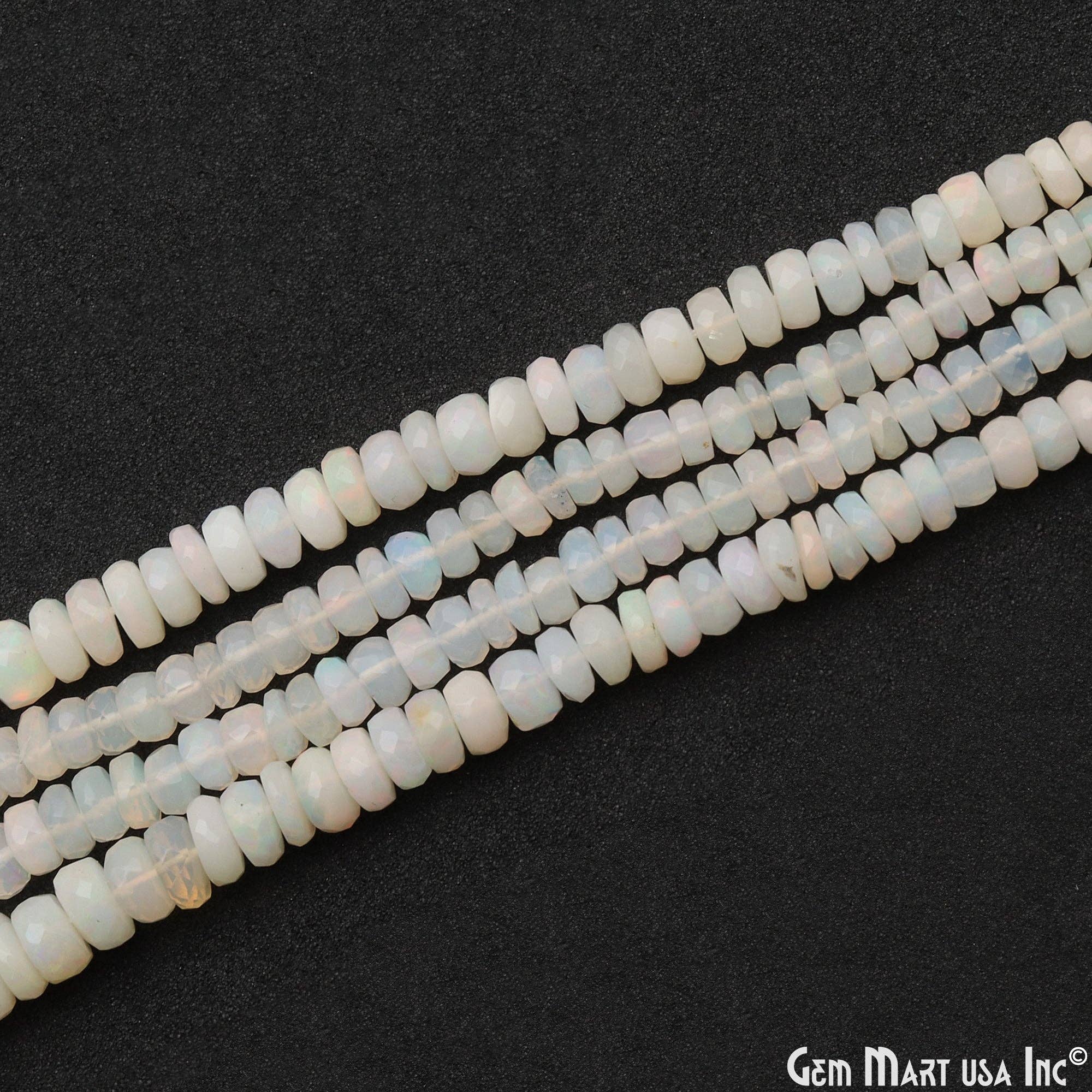 GemMartUSA - Vente Perle - Perles rondelles en opale, fil de pierres fines naturelles de 33 cm, 4-5 mm3