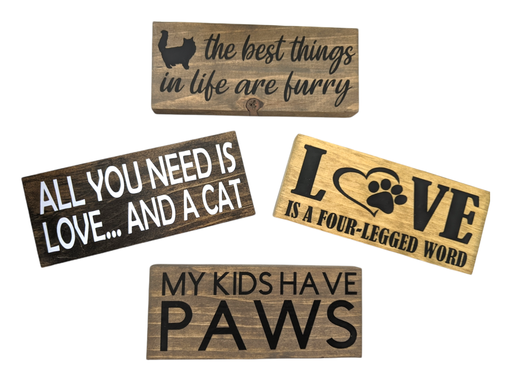 Made By Scratch Crafts – Sinal por atacado – Conjunto de Placas Decorativas de Gato – Conjunto Misto de 8 Placas de Madeira1