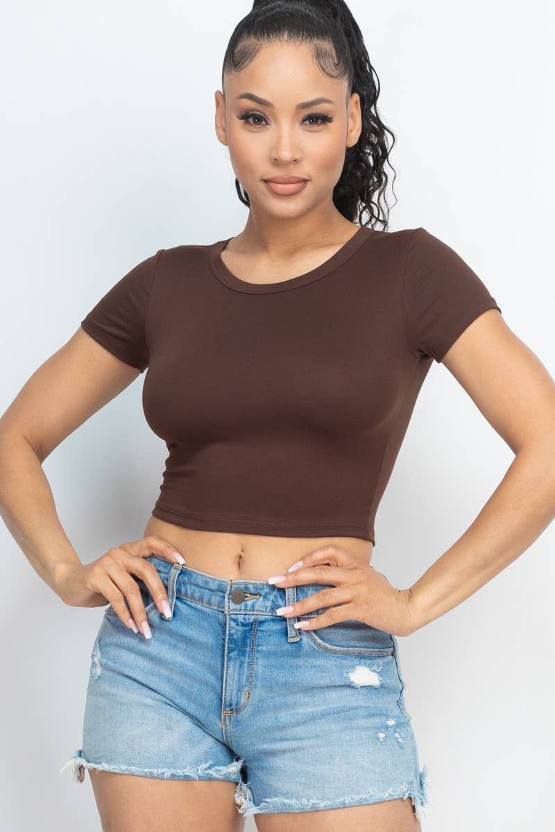 CAPELLA APPAREL - Wholesale Knit Top - Women's - Short Sleeve Roundneck Crop Top29