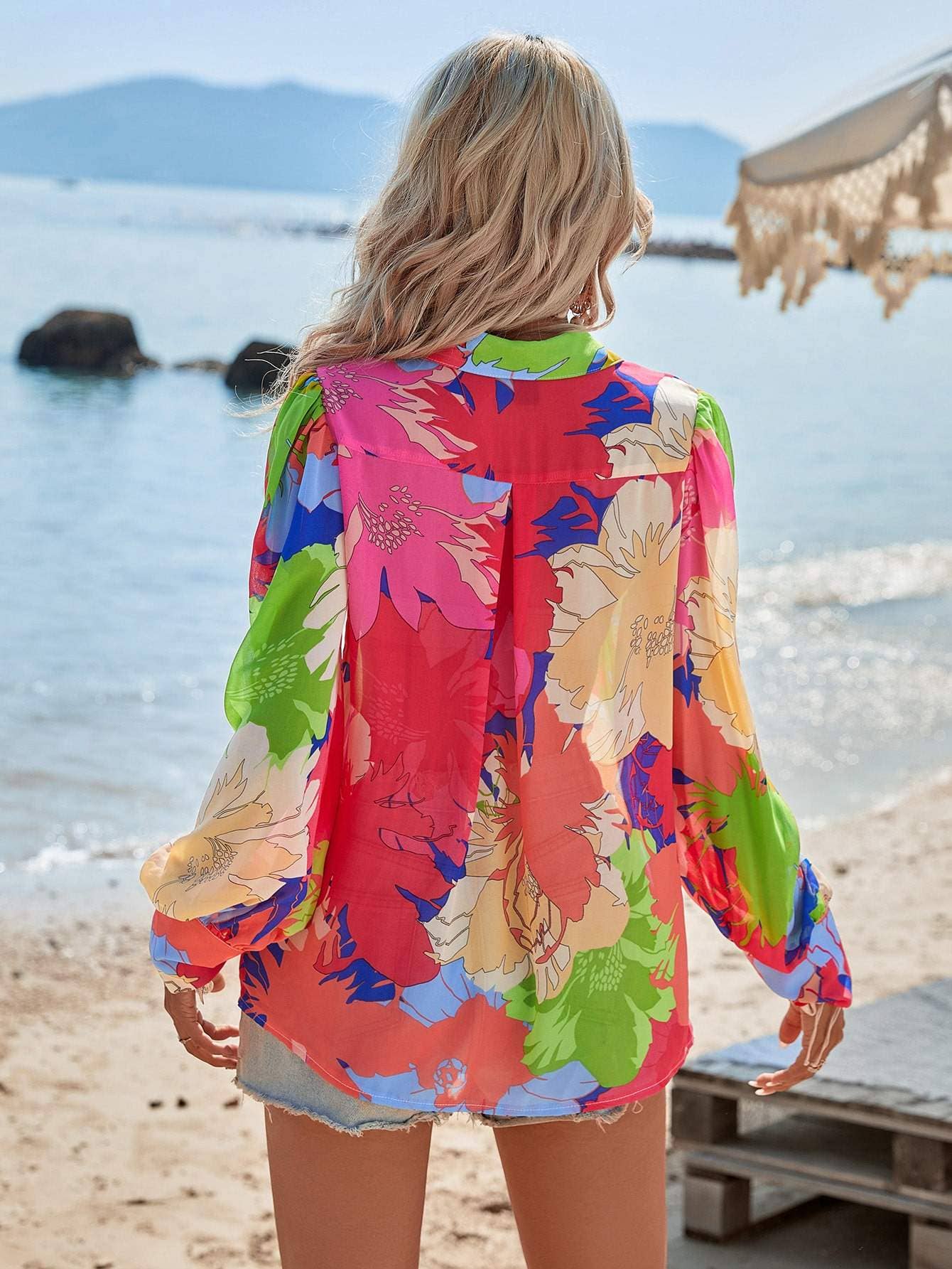 Fashion Combination - Vendita all'ingrosso Camicia button down - Donna - camicia a maniche arcaiche con stampa floreale3