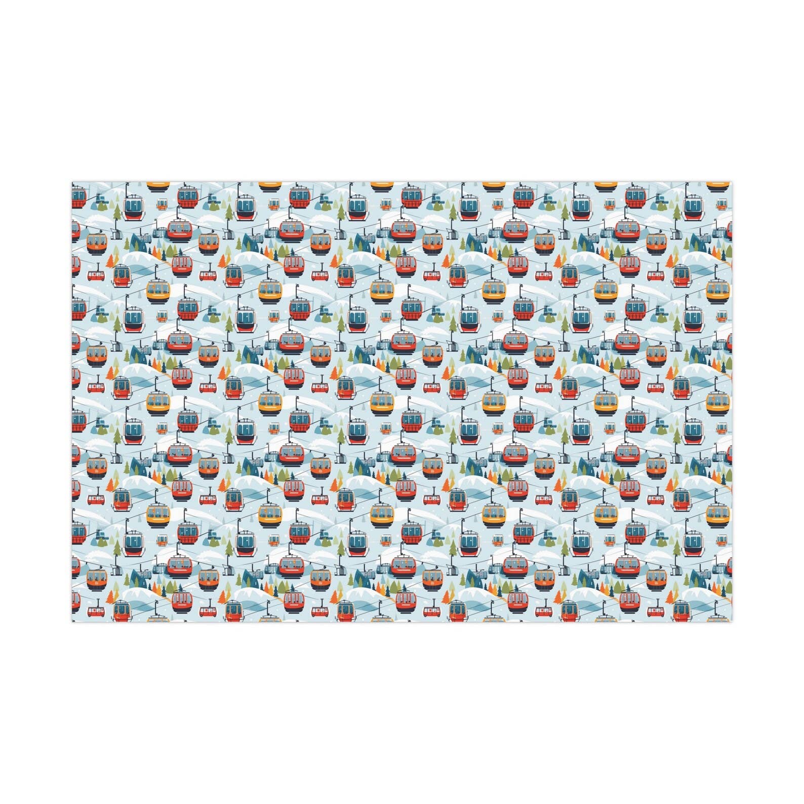 Olivias Paper - Wholesale Flat Wrap - Alpine Ski Gondolas Wrapping Paper Gift Wrap2