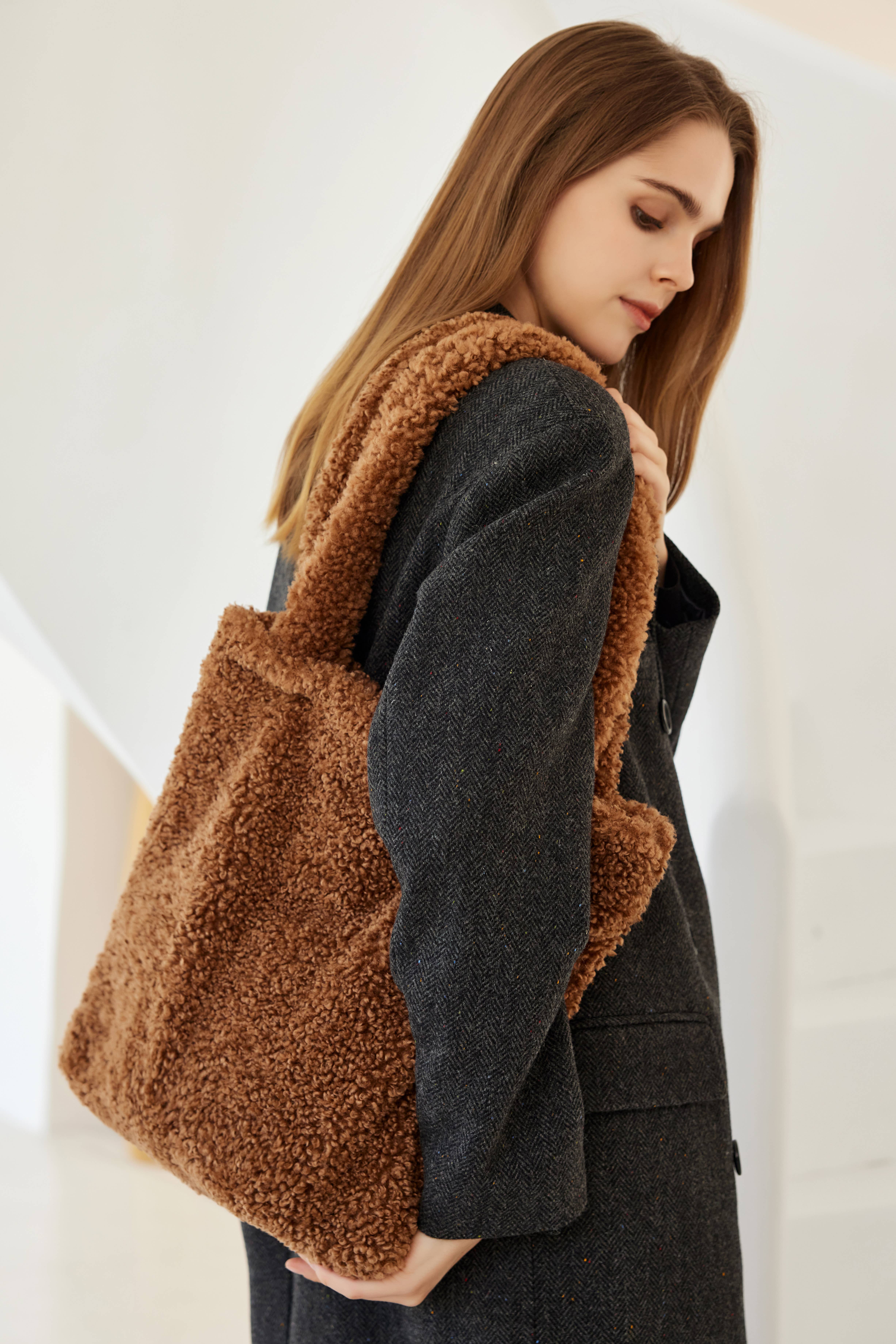 Aavion - Vente Tote bag – femme - Sac cabas d'épaule en fausse peau de mouton pour femmes8