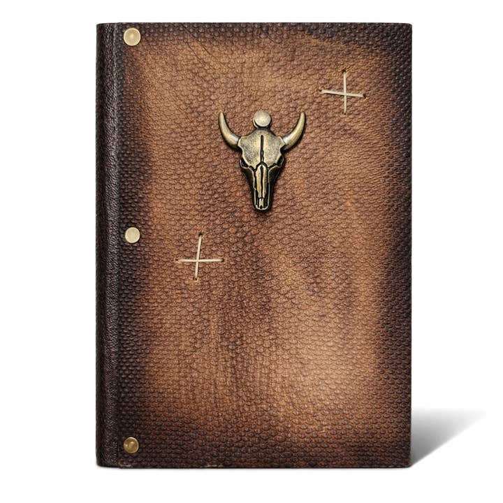 Ox Head Bull Symbol Läderdagbok Anteckningsbok för wholesale av ML Marcaleather