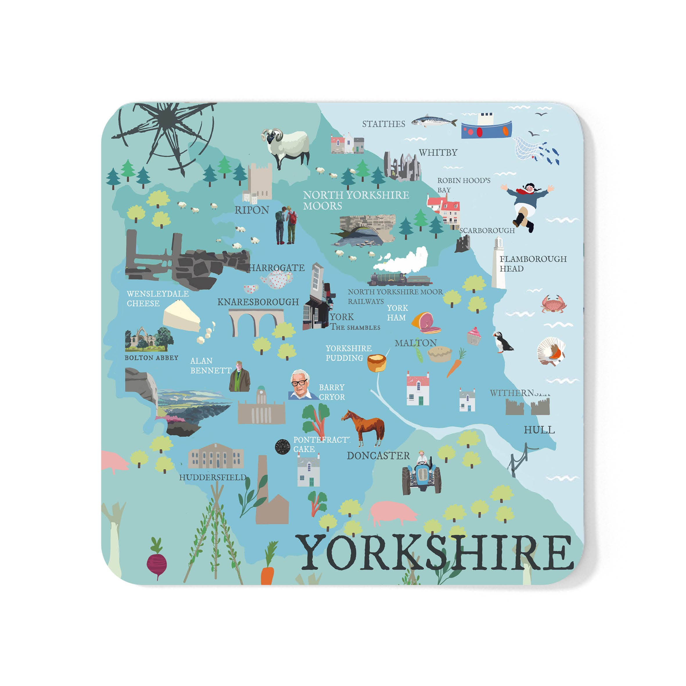 BETTY BOYNS MAPS - Wholesale Coasters - Yorkshire Map Coaster
