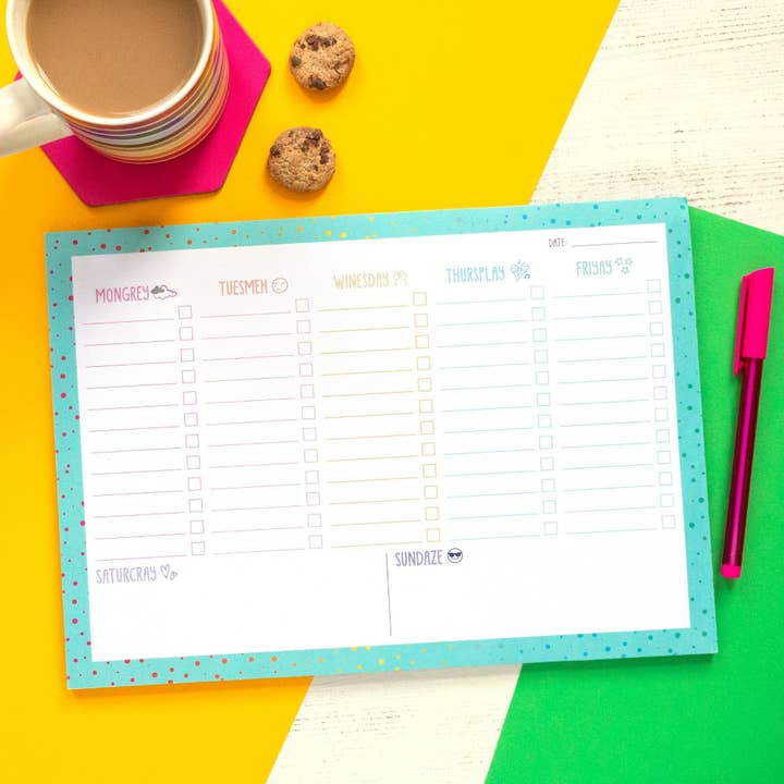 BETTIE CONFETTI – wholesale Planner – Weekly Planner - A4 Desk Planner Pad