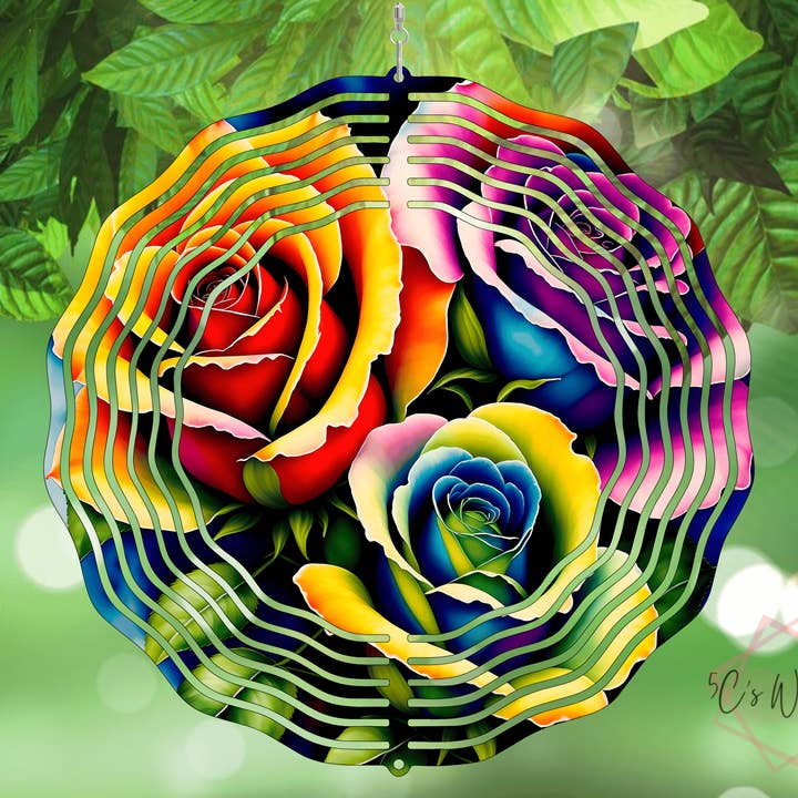 Rainbow Roses Wind Spinner for wholesale by 5C's Wholesale