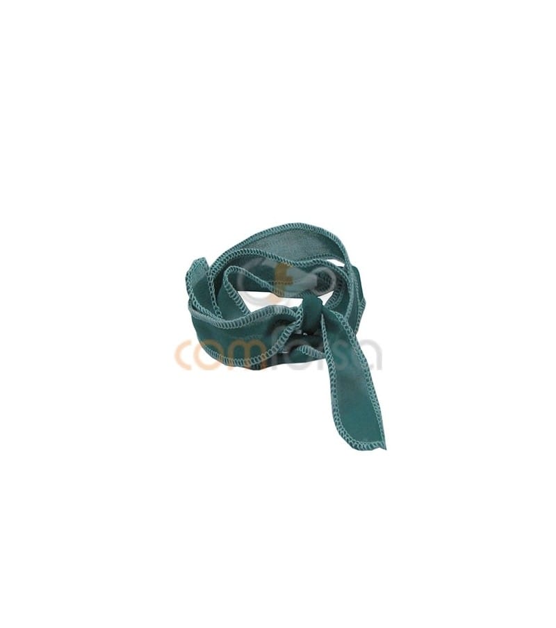 COM FORSA SL - Wholesale Craft Supplies - Natural edged silk ribbon Green & White 60cm