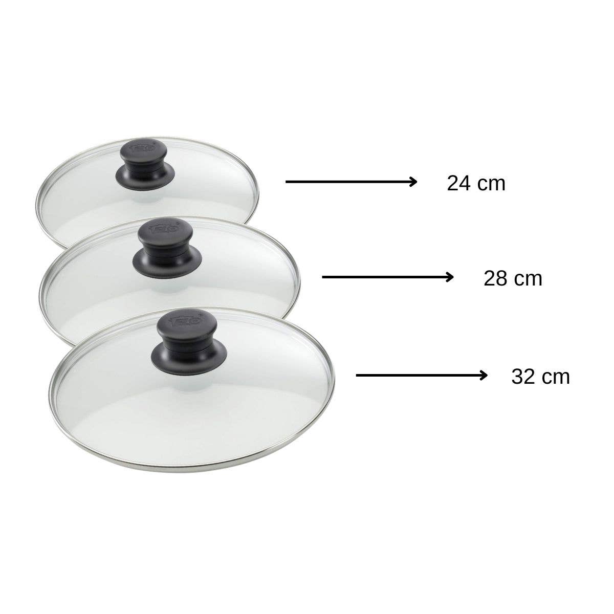 Elo - Wholesale Kitchen Tool/Gadget - Set of 3 glass cooking lids 24cm 28cm and 32cm Elo2