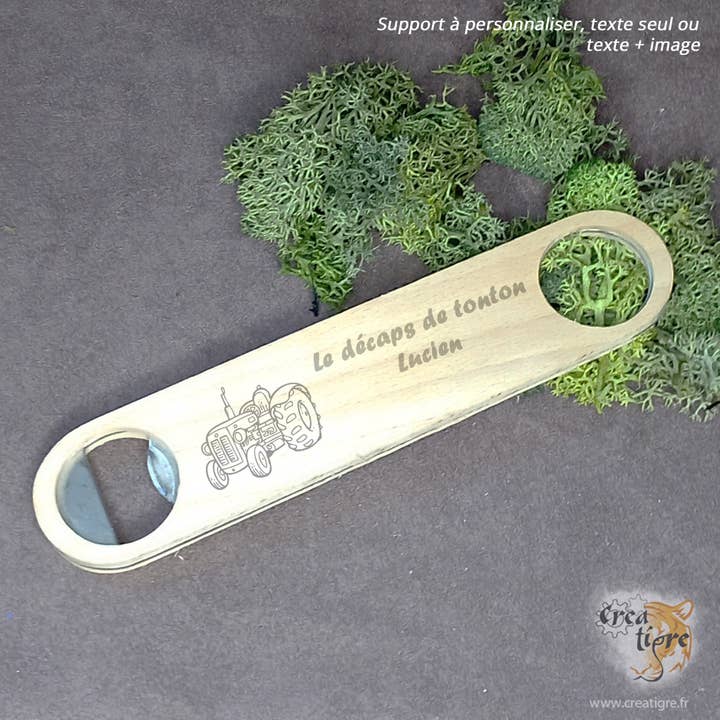 Décapsuleur en bois à personnaliser pour la vente par Creatigre