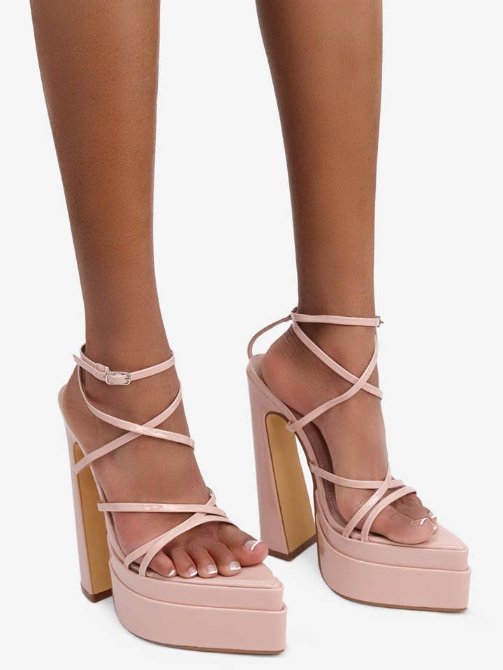 Nude WHOLE LIFE - Patent Platform Heels, Strappy Upper for wholesale on Faire