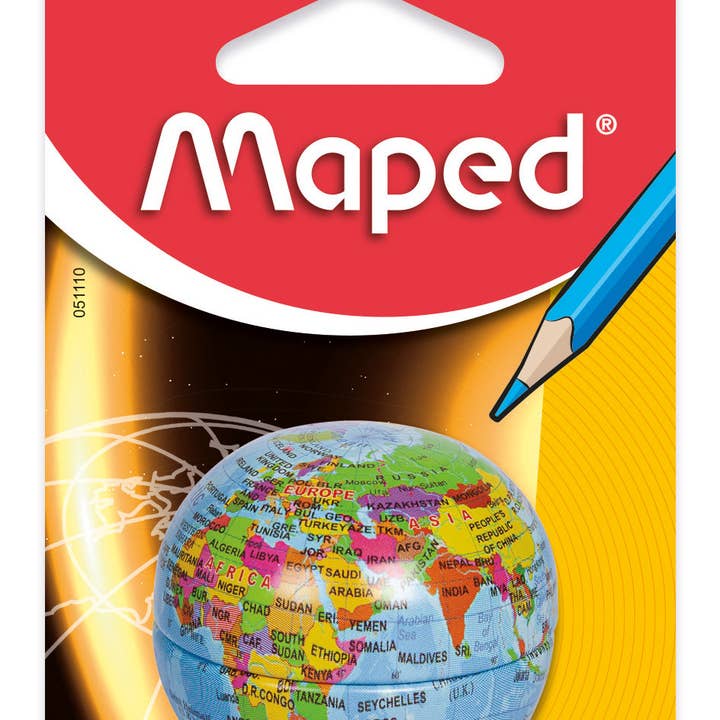 Maped Helix USA - Wholesale Pencil Sharpener - Globe 1-Hole Metal Canister Pencil Sharpener
