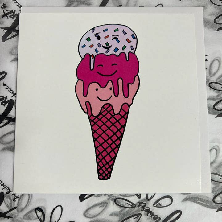 Tarjeta de felicitación, helado, color morado para venta al por mayor de Art & Flowers By Rebecca Ltd