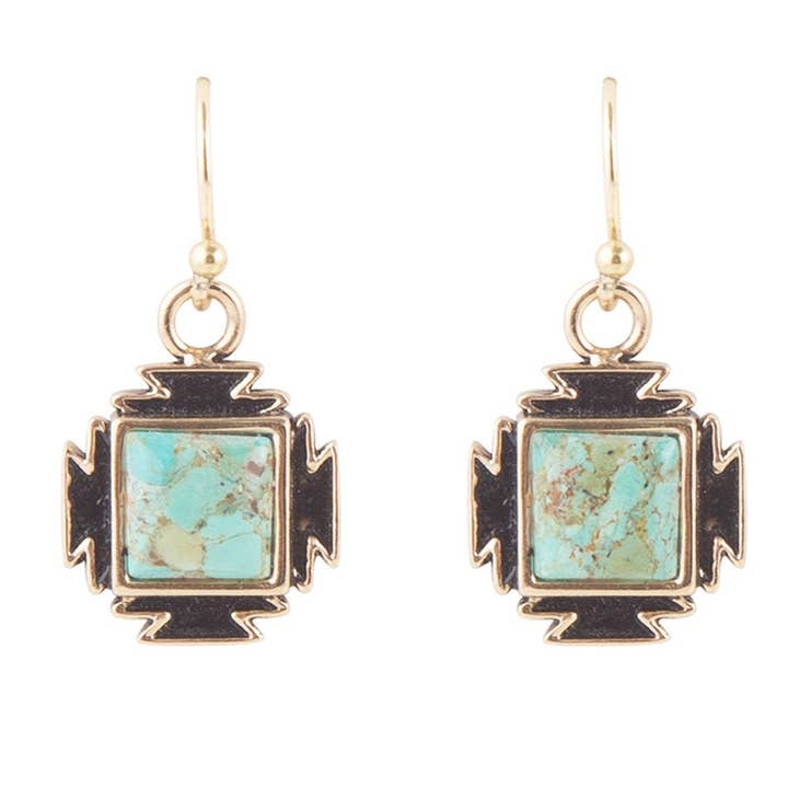 Barse Jewelry - Wholesale Dangle Earrings - Turquoise Aztec Earrings