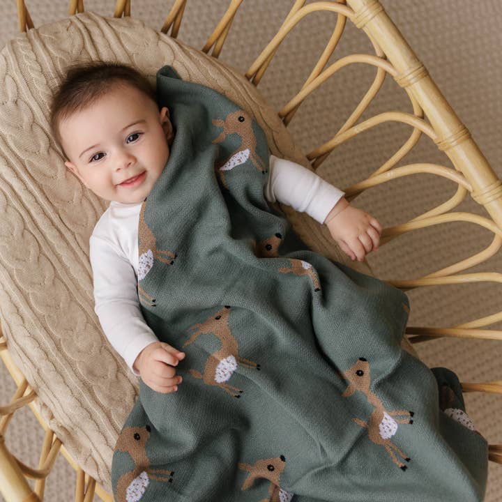 Bleu La La - Wholesale Swaddle - Baby - 100% Luxury Cotton Receiving Swaddle Baby Blanket - Deer