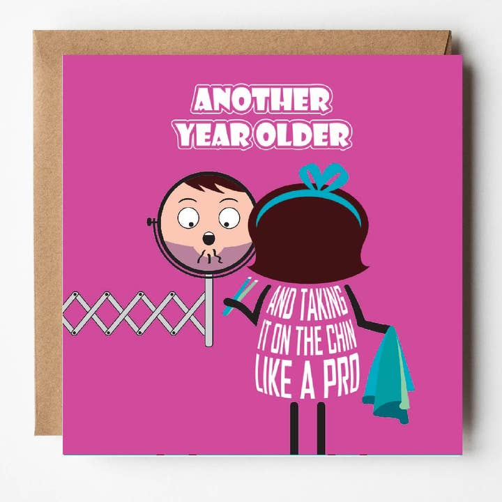 Funny birthday card for her | Chin hair | Menopause humour for wholesale by VERSED AID