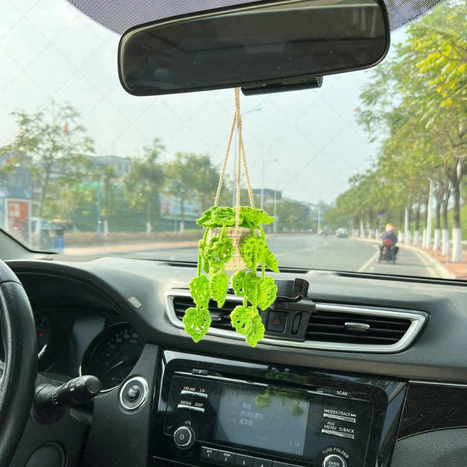 TOMOPOD LLC – wholesale Car Decorative Charm - Unisex – Crochet Monstera Plant, Car Plant Hanging, Plant Lover Decor4