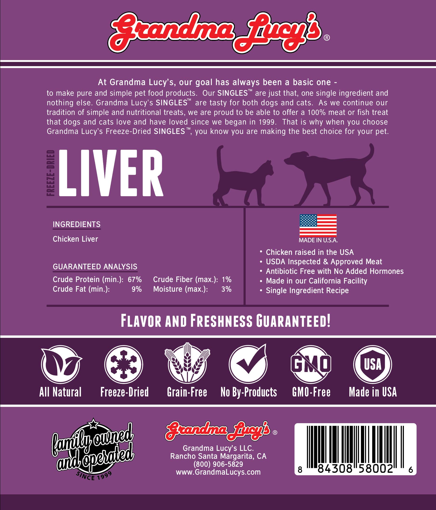 Grandma Lucy's - Wholesale Pet Treat Pouch - Cat/Dog - Liver Singles1