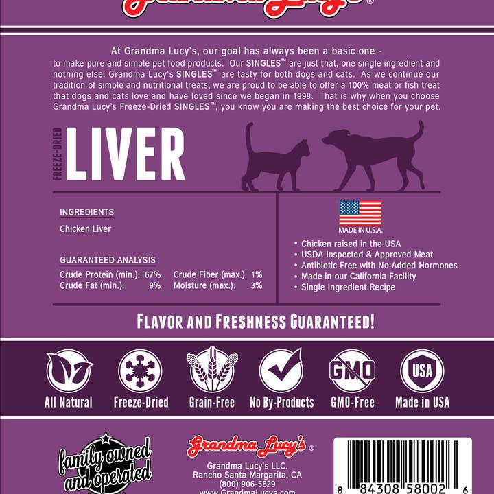 Grandma Lucy's - Wholesale Pet Treat Pouch - Cat/Dog - Liver Singles1