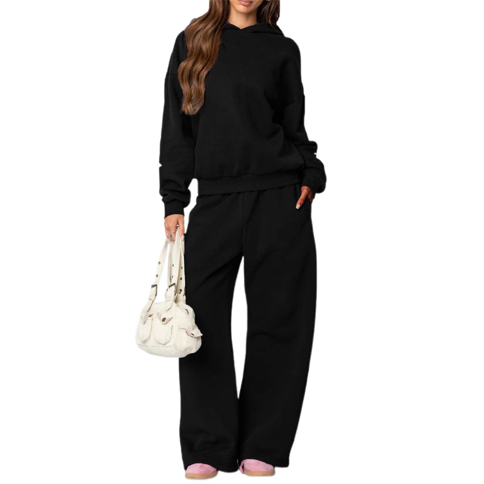 SALINA TRADING INC - Wholesale Lounge Set - Women's - Trendy Casual Long Sleeve Loose Hoodie & Wide Leg Pants Set3