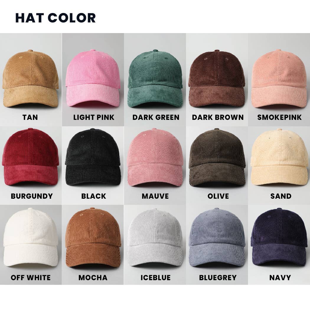 Custom Corduroy Embroidered Hat – Your City & State Design for wholesale on Faire1